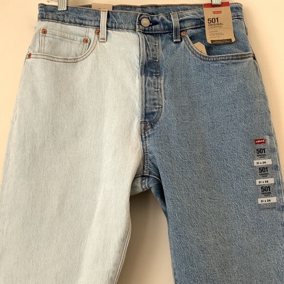 Levi’s Blue 2-tone 501 Cropped Waterless Rigid Jeans 31 - Picture 9 of 13